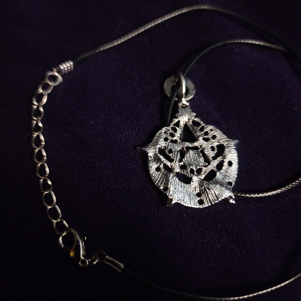 Silver Pentacle Pendant Necklace with Black Cord - Picture 5 of 7